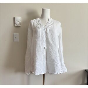 DOLMA Linen Oversized Top White Coastal Lagenlook Beach Minimalist Quiet Luxury